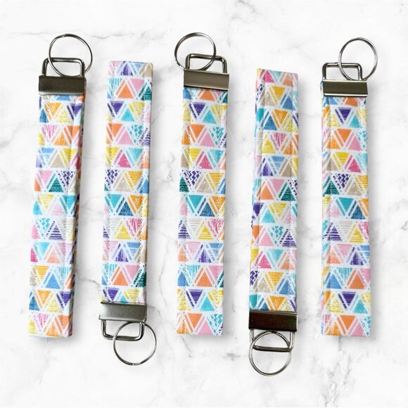 Keychain Wristlet Style Fob Geometric Theme Handmade Brand New - Picture 1 of 1